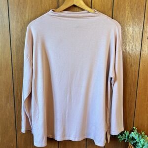 Eileen‎ Fisher Petite Mock Neck Long Sleeve Top Blush Pink Tencel Blend PM